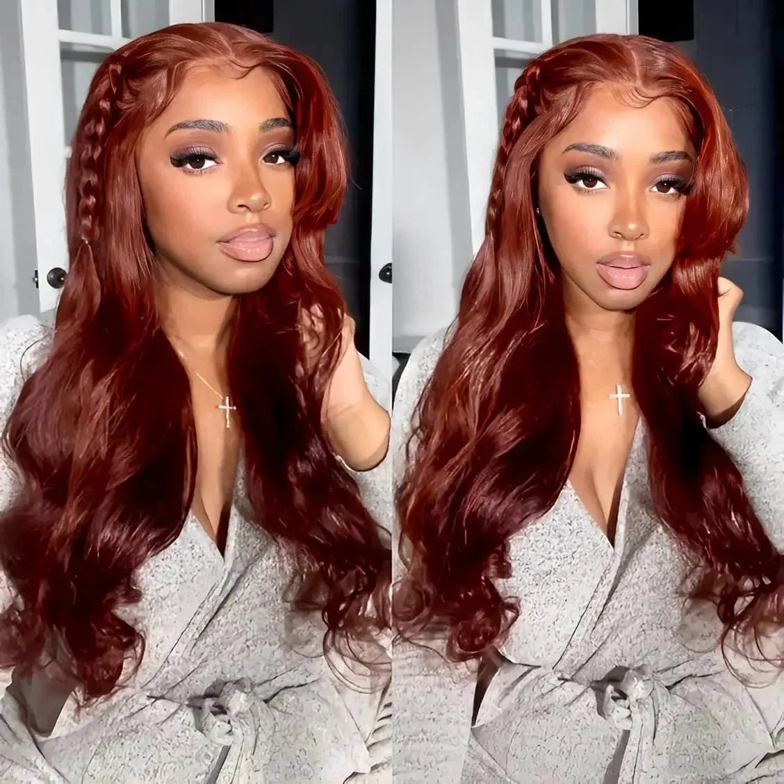Reddish Brown 13x6 Lace Front Wigs Human Hair Pre Plucked 180% Density Body Wave Auburn Colored Human Hair Lace Frontal HumanWig